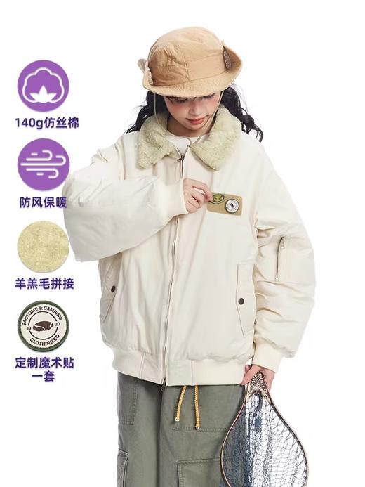 早乙女惠子saotome/STMMF244495/日系复古撞色羊羊羔毛领棉服夹克 商品图1