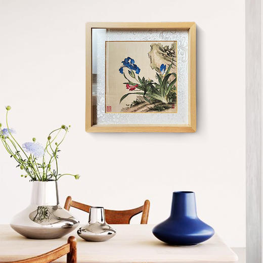 郎世宁花鸟册实木框画 新中式古风客厅卧室装饰画书房挂画 商品图2