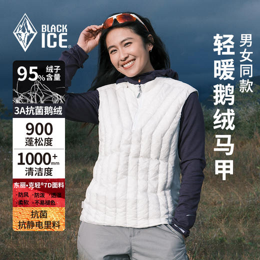 24新黑冰户外冬男女款900蓬鹅绒薄款半拉链羽绒马甲保暖背心8603 商品图0
