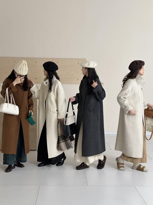 【YW】无忧购韩系慵懒百搭温柔休闲立领80%羊毛过膝双面羊毛大衣8827(截单后7天发货)25年清仓捡漏 商品图3