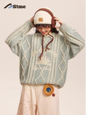 早乙女惠子saotome/STMMY244502/日系复古立体仿水洗绞花毛衣