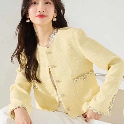 【高货sh】全新升级【铂金会员367/天猫499/差价132】(62322) 洛诗琳小香风短款外套2025春季千金风银丝时尚箱形外套 商品图0