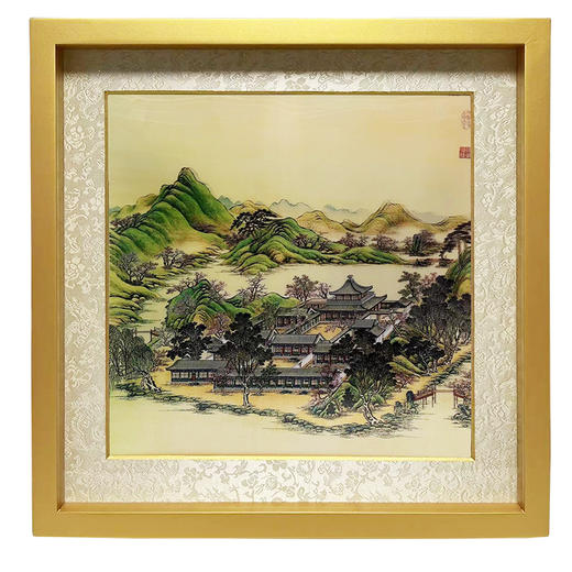 实木鎏金立体框画 圆明园四十景图 客厅卧室书房装饰画 商品图2