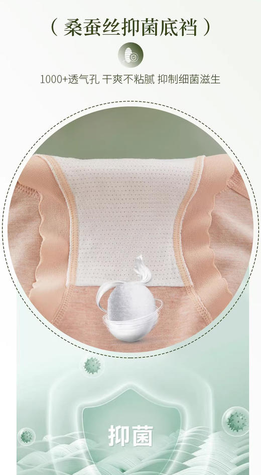 抗菌底档桑蚕丝蛋白无缝內裤UA52074 商品图1