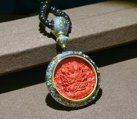 朱砂镶银生肖吊坠