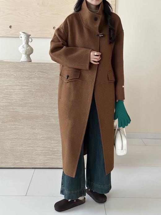 【YW】无忧购韩系慵懒百搭温柔休闲立领80%羊毛过膝双面羊毛大衣8827(截单后7天发货)25年清仓捡漏 商品图7