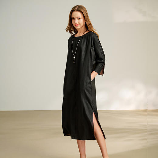 TANGY Collection/2025天意精品春季新品中国风女士莨绸连衣裙L251815 商品图2