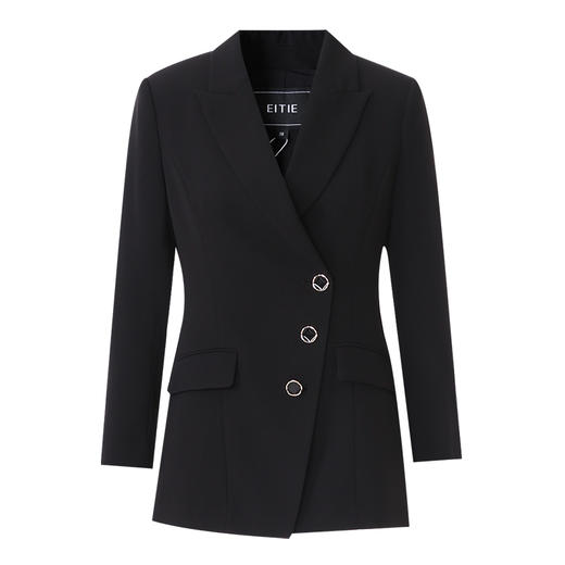 EITIE爱特爱气质精致通勤正式感收腰显瘦黑色西装外套2025春新款A2503503 商品图5