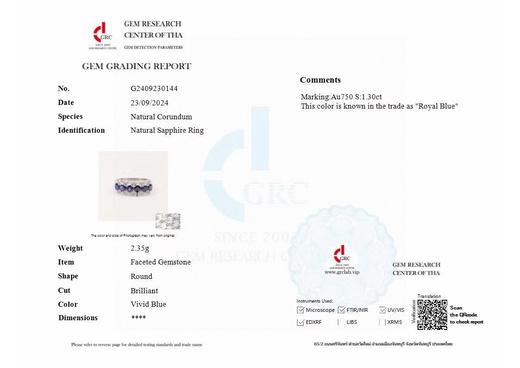 1.3ct刻面蓝宝石戒指 商品图4