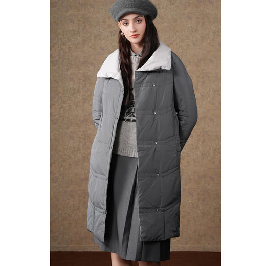 乔万尼新品羽绒服90白鸭绒高克重中长款保暖EI4T657 商品图4
