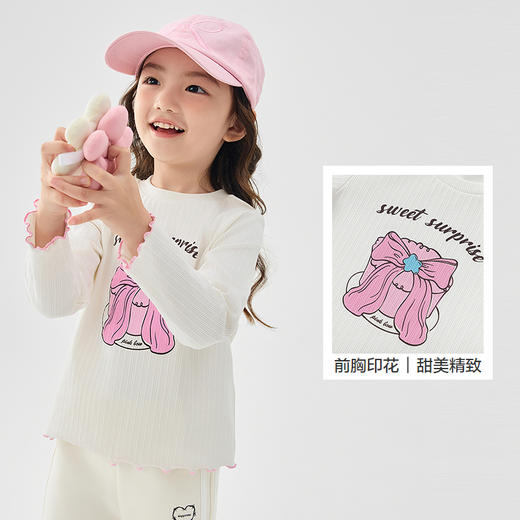 巴拉巴拉童装儿童长袖T恤女童2025新款春装甜美印花上衣宝宝打底 商品图3