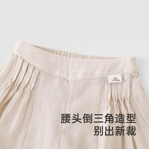 【高定系列】英氏儿童裤子夏季亚麻透气女童短裤中大童宽松休闲裤 商品图3