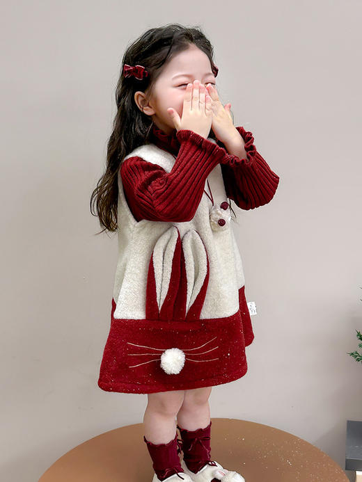 【YW】无忧购韩版卡通兔子新年红拜年服背心裙套装Q72-3（截单后7天发货)25年清仓捡漏 商品图4