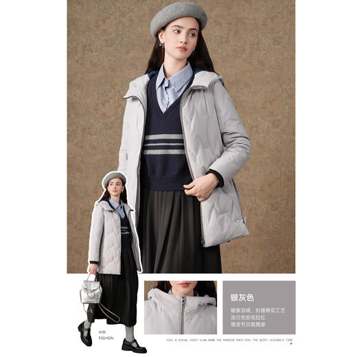 乔万尼冬季新款羽绒服保暖显瘦百搭90白鸭绒EI4T671 商品图3