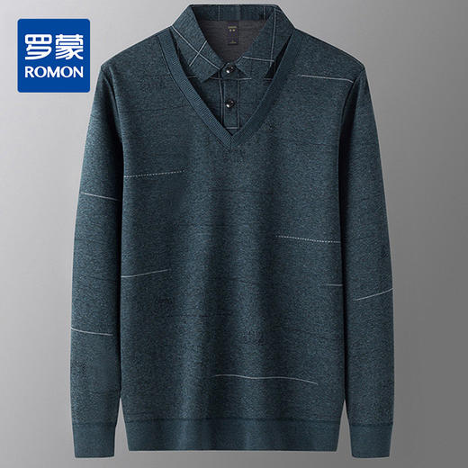 罗蒙男士秋冬假两件针织衫长袖polo衫时尚百搭男衬衫男上衣内搭 商品图1