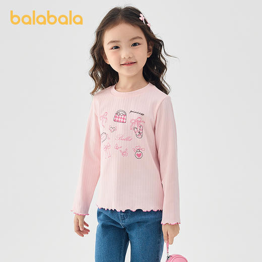 巴拉巴拉童装儿童长袖T恤女童2025新款春装甜美印花上衣宝宝打底 商品图0