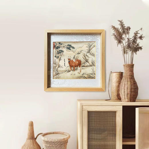 王致诚《十骏马图》实木框画 客厅卧室装饰画书房挂画 商品图2