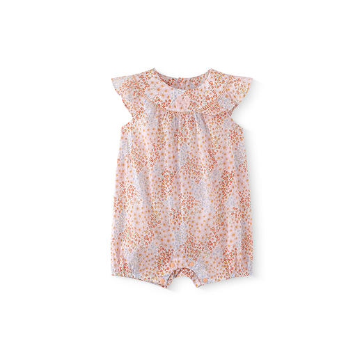 【商场同款】英氏婴儿衣服夏季轻薄纯棉女童碎花连体衣月亮裆爬服 商品图4