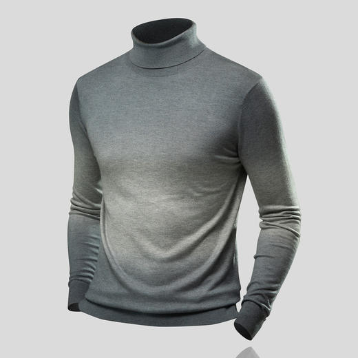 【含羊毛蚕丝】罗蒙秋冬款男士时尚渐变毛衣男百搭休闲针织衫男 商品图5