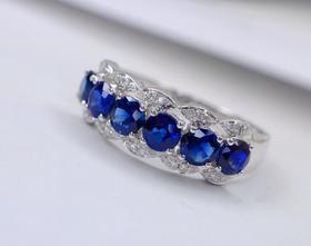 1.3ct刻面蓝宝石戒指