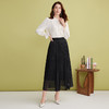 EITIE爱特爱不规则褶皱高腰a字显瘦黑色飘逸及踝半身裙2025春新款A2506509 商品缩略图1