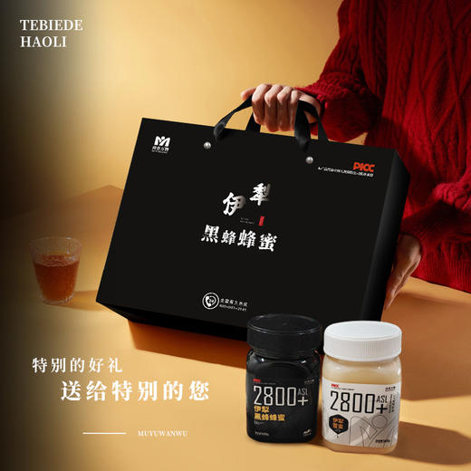 新疆伊犁蜂蜜礼盒 黑蜂蜂蜜500g雪蜜500g原生态 0添加0污染 自然成熟原蜜 助农扶贫产品 亩育万物 商品图1