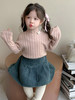 【YW】无忧购韩版女童百搭立领条纹花朵针织毛衣Q63-2（截单后7天发货) 商品缩略图4