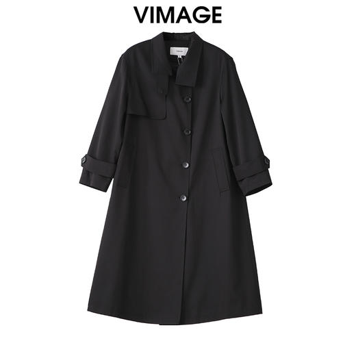 VIMAGE纬漫纪气质经典卡其百搭宽松长款显瘦风衣外套2025春季新款VA2504403 商品图1