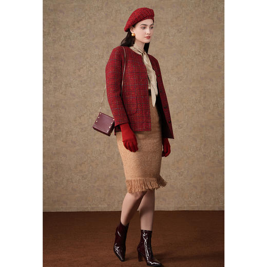 乔万尼新款羊毛大衣短外套女高级感小香风双面穿ET4B861 商品图1