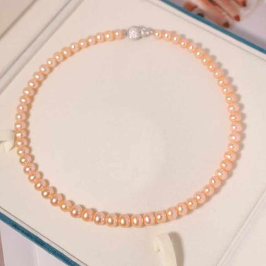 甄珠贝 国风 福禄款天然日出色项链 无核淡水7mm 近圆无暇，ji强光 很显皮肤白 商品图0