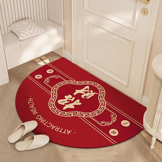 「七款可选！半圆水晶绒地垫」新年水晶绒门口地垫居家日用卧室入户门地毯进门地垫防滑门垫布艺 商品图3