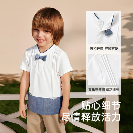 【商场同款】英氏儿童T恤夏季短袖透气男童牛仔纯棉T恤2025新款 商品图3