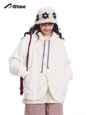 早乙女惠子saotome/STMWT244489/古新中式弧形下摆连帽开衫卫衣