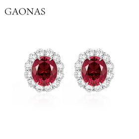 GAONAS 经典臻奢瑰丽气场红色蛋形耳钉11210ER