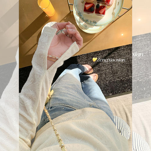 <曾小咸推荐>设计感袖口开叉圆领长袖T恤打底衫 商品图1