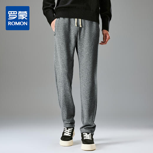 罗蒙简约男士纯色休闲裤保暖百搭舒适休闲男亲肤透气潮流裤子男 商品图0