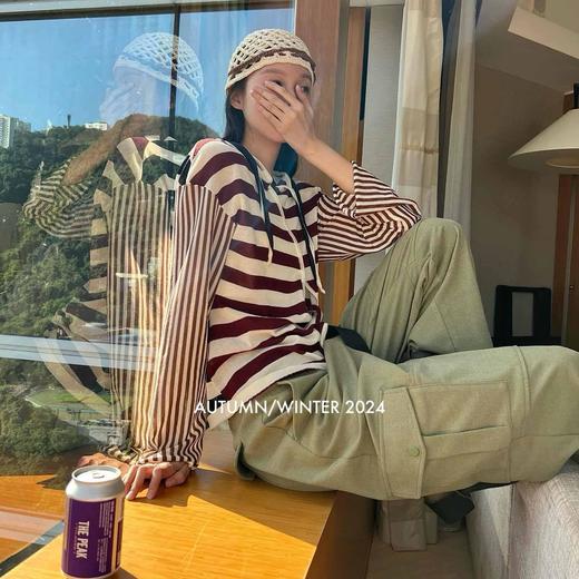 顺丰包邮15944洛诗琳法式露背绑带正反两穿条纹针织上衣734 商品图3