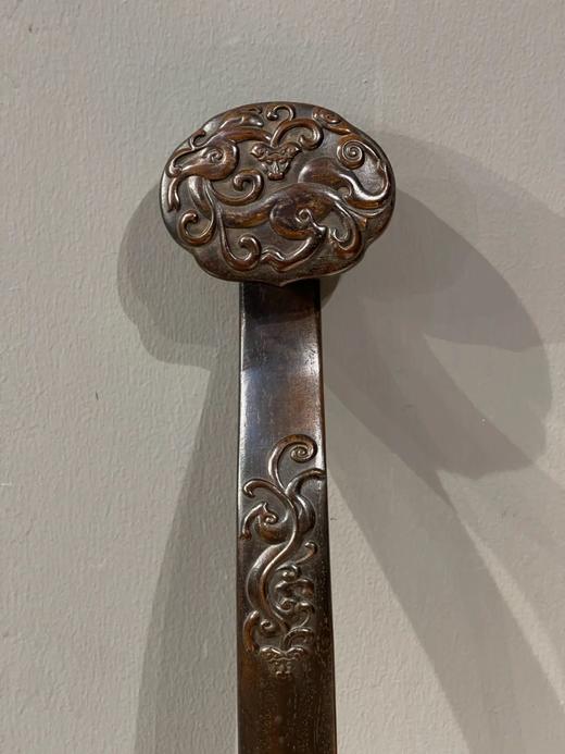 花梨木雕螭龙纹如意摆件，顺丰包邮 商品图5