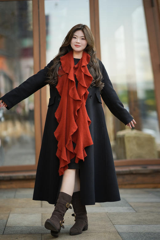 ❤️鸿运来【红色喜气洋洋红围巾&披肩】羊绒羊毛围巾女秋冬季红色百搭披肩加厚保暖针织披肩 商品图2