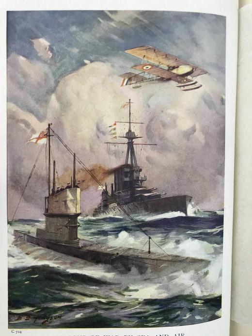 1918年 现代海陆空战争武器 35幅插图 全真皮精装32开 商品图2