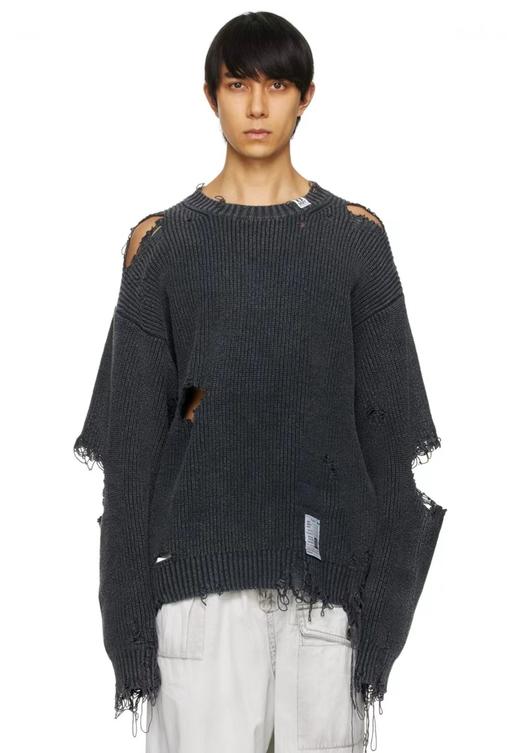 中性款宽松做旧破洞针织衫019 商品图3