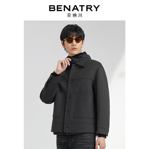 贝纳川竖条纹大贴袋翻领男士夹克外套ECK400008 商品图2