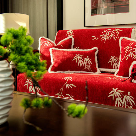 新中式国潮沙发垫防滑沙发盖布红色喜庆新年四季通用新款 商品图0