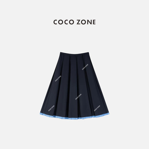 COCO ZONE "学院风  "系列撞色拼接百褶半身裙ACC2D3013 商品图0