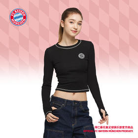 【官方正版】拜仁慕尼黑足球俱乐部｜黑色运动长袖T恤球迷辣妹装