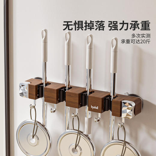 摩登主妇拖把壁挂夹吸盘木纹挂钩免打孔强力承受门后浴室无痕粘钩 商品图1