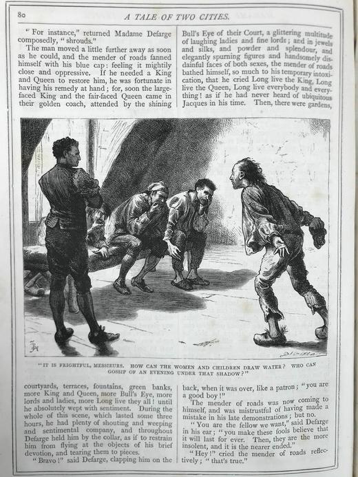 约19世纪后期 狄更斯《双城记》 25幅插图 漆布精装16开 商品图12