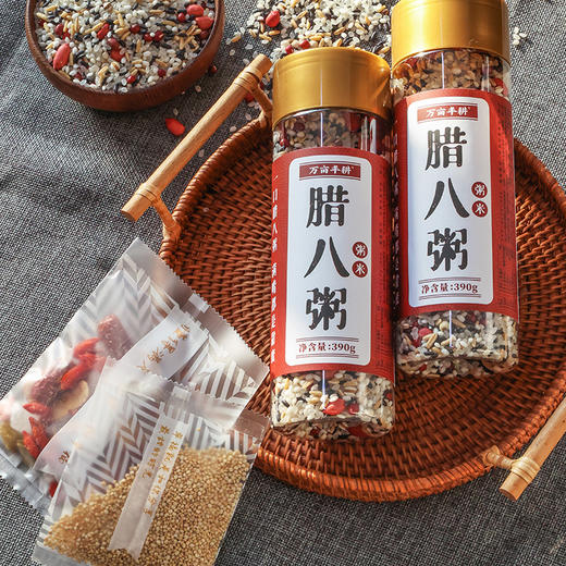 万亩丰耕腊八粥 390g*2瓶+80g辅料包 大米 黑米 糯米 红豆 薏仁米 燕麦 红皮花生 藜麦米 商品图1