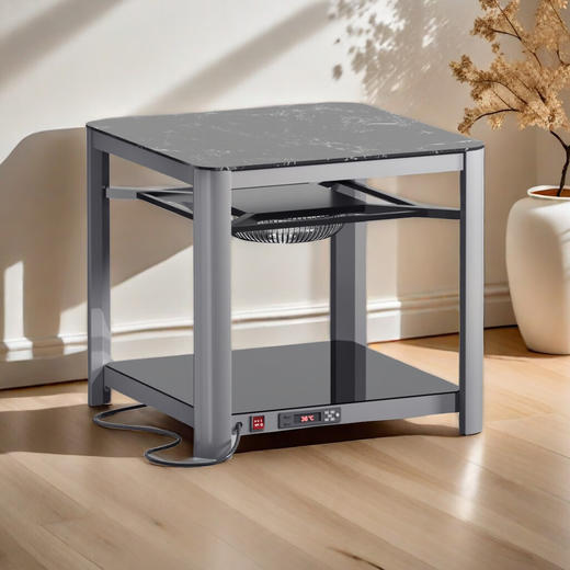 桌中皇 方形电暖桌 上下发热电烤火桌灰色岩板长宽80cm送桌布桌罩 商品图0