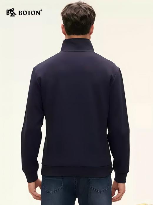 波顿秋冬男士长袖立领深蓝色针织衫卫衣高端拉链上衣MT025324 商品图4